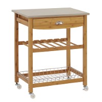 Kitchen cart with stainless steel top